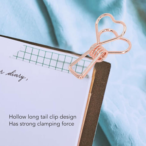 100 Pcs Mini Clips, Heart Shape Multicolor Paper Clips for Paperwork, Home, School, Office Supplies (Rose Gold)...