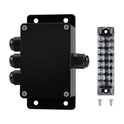 ABS IP67 Waterproof Dustproof Electrical Junction Box, with 15A 600V Barrier Terminal Cable Connector, 1 in/3 Out Power Junction Box?3.93 * 2.67 *...