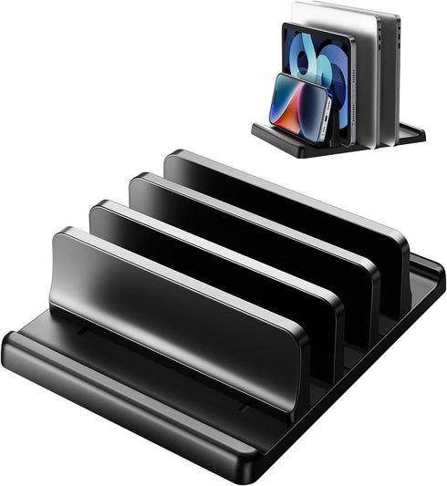 3-Slot Vertical Laptop Stand Holder,Adjustable ABS Plastic Desktop Notebook Dock,Vertical Laptop Stand Space-Saving for All MacBook/Surface/Samsun...
