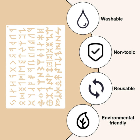 6pcs Wood Burning Stencils, Reusable Symbol Pattern Stencils Runes Stencil Template for Painting on Wood Wall Canvas Drawing Crafts DIY Making Dec...