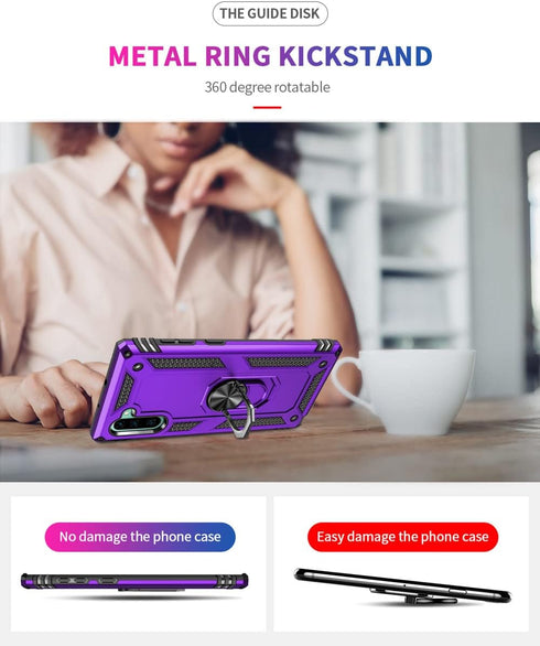 for Samsung Galaxy Note 10 Case, Note10 Case with HD Screen Protectors, Military-Grade Metal Ring Holder Kickstand 15ft Drop Tested Shockproof Cov...