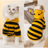 Halloween Dog Bee Costumes Yellow Bumblebee Pet Hoodies for Small Dog Winter Cat Clothes Hooded Puppy Sweatshirt with D-Ring for Cat Kitten Chihua...
