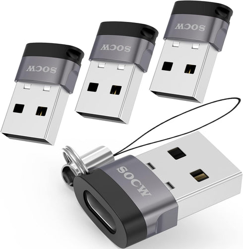 USB C to USB Adapter (4 Pack),USB-C Female to USB Male, Type C to USB A Converter Compatible with Apple MagSafe, iPhone 11 12 13 14 15 Pro Max, Sa...