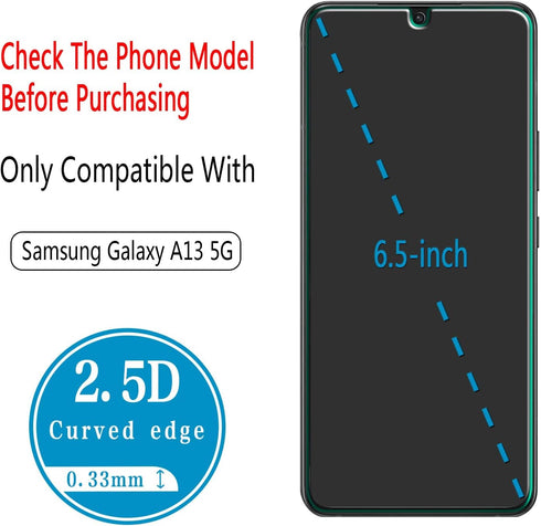 HPTech (2 Pack) Designed For Samsung Galaxy A13 5G Tempered Glass Screen Protector, Easy Installation, Bubble Free, Case Friendly......