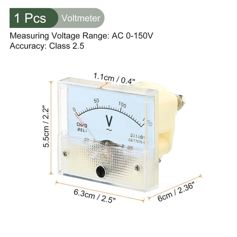 YOKIVE Analog Panel Voltmeter, Screw Mounted Electric Volt Meter AC150V, Great for Circuit Testing Measurement Equipment (White, Clear, Beige, Rec...