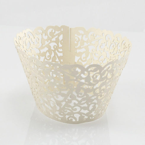 YOZATIA 60PCS Ivory Cupcake Wrappers, Lace Cupcake Liners Laser cut Cupcake Papers for Wedding/Birthday Party Decoration (ivory)...