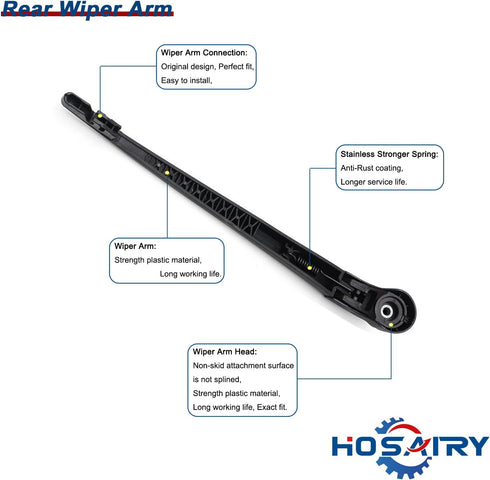 Rear Wiper Arm Blade Set for Honda Pilot 2009-2015 Rear Windshield Wiper Arm Blade Assembly 76720-SZA-A02 76730-SZA-A02...