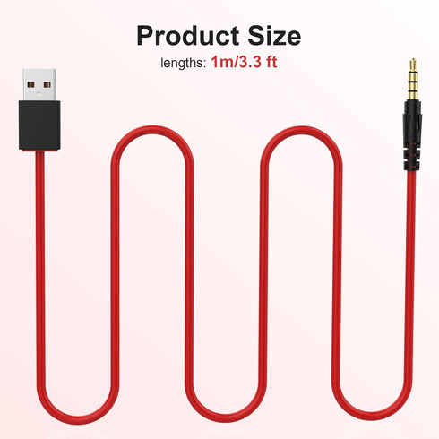 USB to 3.5mm Headphones Charging Cable Cord Compatible with Beats by Dr Dre Solo Studio Wireless Headphones, MP3 Player, iPod Shuffle, Speakers, V...