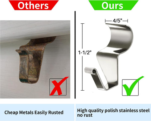 18 Pack Vinyl Siding Hooks Hanger, Siding Hooks for Hanging Outdoor, No Hole Siding Clips to Hang Things, Heavy Duty Stainless Steel Decor Hooks f...