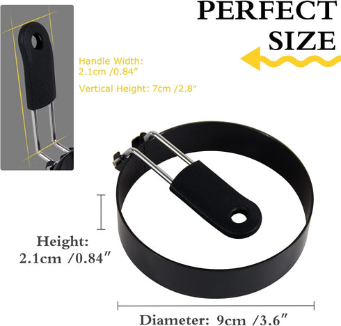 3.5'' Egg Rings with Silicone Handle, Stainless Steel Egg Cooking Rings?Nonstick?For Frying Eggs and Egg Mcmuffins, Egg Mold For Breakfast...
