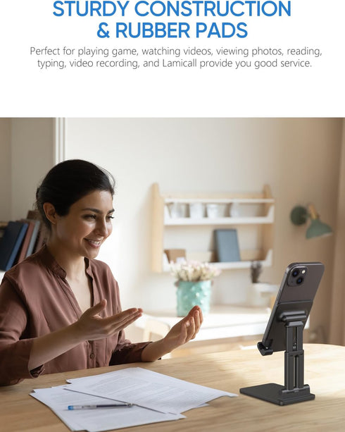 ARZOPA Cell Phone Stand Angle Height Adjustable Phone Holder for Desk, Foldable Phone Stand, Compatible with iPhone, iPad, Surface Pro, Portable M...