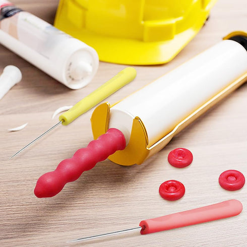 Red Caulking Cap 46 Piece Caulk Caps Tube Anew Saver Airtite Adhesive Saving Nozzle Tips Covers...