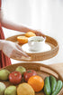 HITOMEN 11.8'' Hand-Woven Round Rattan Serving Tray Decorative Wicker Trays with Handles for Coffee Table (Natural-M)...