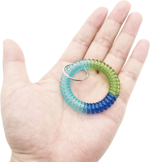 12 Pcs Wrist Coil Wrist Keychain, Colorful Stretch Wristband Key Chain for Gym, Pool, ID Badge...
