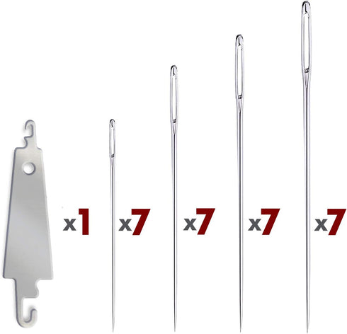 Large Eye Sharp Stitching Needles for Needlework 1.75-2.5 inches - 28 Embroidery Needles for Hand Sewing Variety Sizes in a Handy Storage Tube...