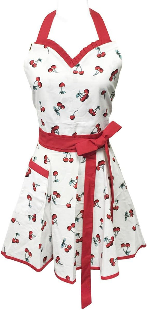 Wrapables Adjustable Flirty Hostess Apron, Sweet Cherries...