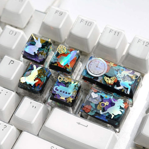 Keycaps Epoxy Resin Casting Molds Set for Mechanical Gaming Keyboard Polymer Clay Crafts 7 Silicone Trays with Key Puller...