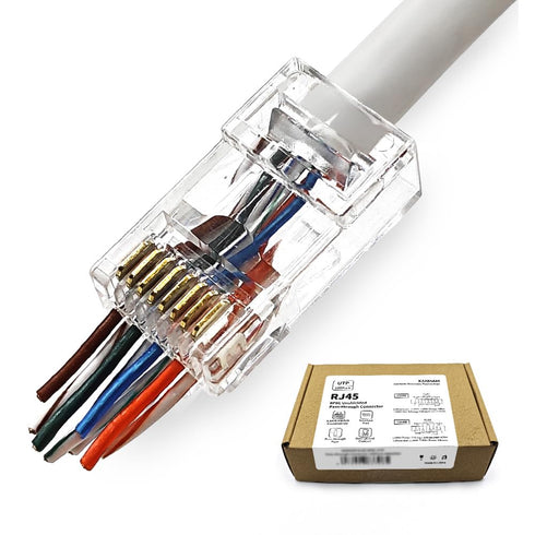100 Pack Cat 6 Pass Through RJ45 Connector Unshield Modular Crimp Network Plug for Cat6, Cat6e, Cat5, Cat5e UTP Solid or Stranded Ethernet Cable...