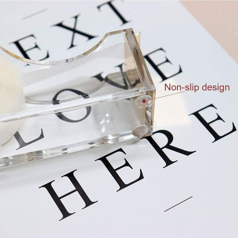 Multibey Clear Acrylic Gold 1 Inch Core Desktop Adhesive Tape Dispenser Cutter with Tape Office School Gift Idea (Gold)...