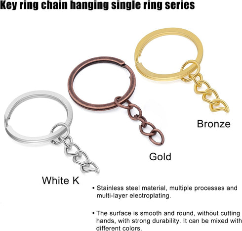20Pcs Keychain Key Ring with Chain Bulk Split Key Chain,1.1 Inch Key Chains Parts with Open Jump Ring Connector for Jewelry Making Crafts (Gold)...