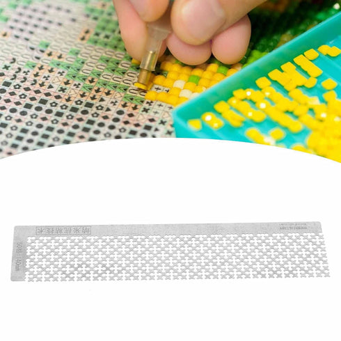 Zerodis Rhinestone Painting Ruler, Stainless Steel Mesh Ruler Blank Grids Point Drill Pen Ruler for 5D DIY Paintings Supplies(#3)...