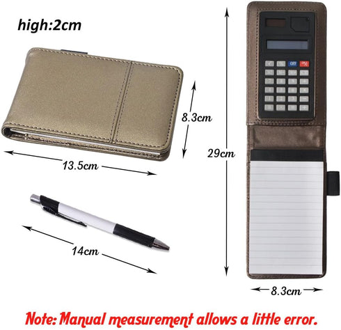 KXF Refillable A7 Pocket Journal Notebook with 2 Refill Pads & Calculator & Pen Small Shopping Note Pad Handy Memo Pad Book Ruled Reporters Nylon ...