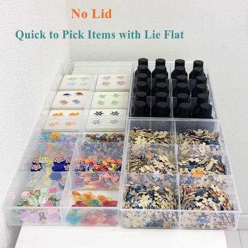 BangQiao 2 Pack Fixed 6 Grids Clear Plastic Organizer Sorting Tray with Large Compartment, Transparent Storage Divider Box Container Case for Hard...