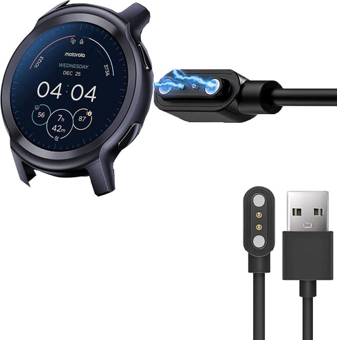 Compatible with Moto Watch 100 Charger, Lamshaw Magnetic Replacement Charger Compatible with Moto Watch 100 Smart Watch/Moto Watch 70 (2 Pack-Blac...