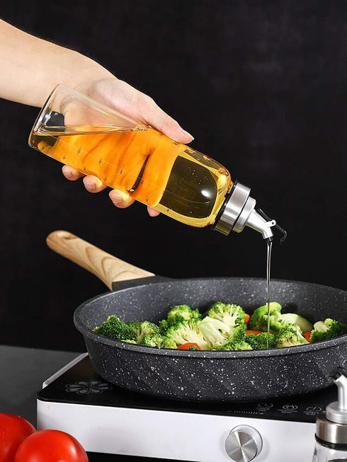 Olive Oil Dispenser Bottle, Liquid Condiment Container, 10 Oz Vinegar Dispensing Cruets With Dripless Capped Spout, Glass Decanter for Kitchen wit...
