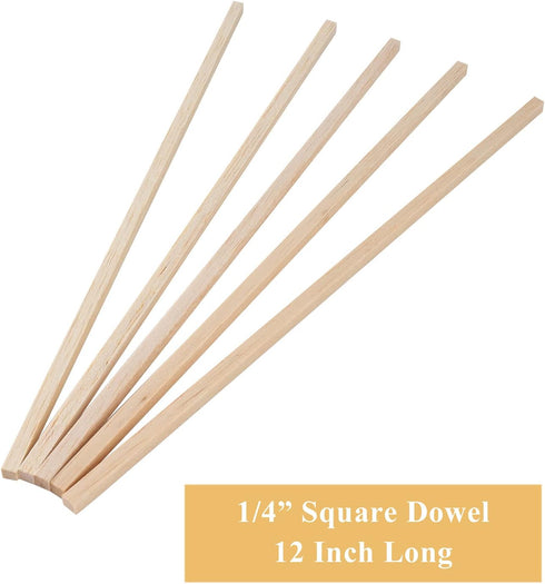 Balsa Wood Sticks 1/4 Inch Square Dowels Strips 12" Long - Pack of 30 by Craftiff...