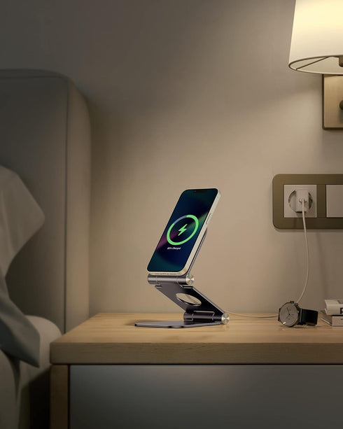 OMOTON Stand for MagSafe Charger, Foldable Phone Stand Holder for MagSafe Accessories, Not Include Charger or Cable, Compatible with iPhone 16/15/...