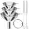 Metal Stainless Steel Funnel, Large Medium Small Funnel Set of 3, Food Grade Mini Funnels for Kitchen Use Filling Bottles Flask Cooking, 2 Brushes...