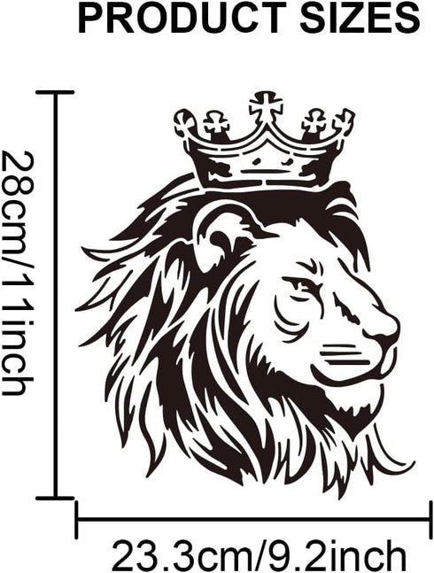 Crown Lion King Stencil 11.8×11.8inch Large Majestic Lion Head Stencil with Paint Brush Royal African Wild Animal King Template for Wood Walls Can...