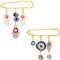 Honbay 2PCS Enamel Evil Eye Brooch Pins Safety Pins Rhinestones Lapel Pins with Tassel - 2 Style...