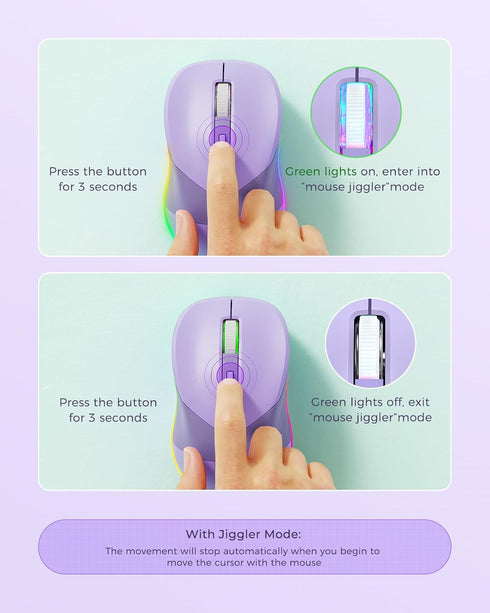 PEIOUS Wireless Mouse, Jiggler Mouse for Laptop - LED Mouse Rechargeable Computer Mice Mouse Mover Undetectable Random Movement with On/Off Button...