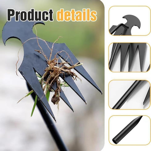 Weed Removal Tool Garden Weeding Tools Manganese Steel Hand Weeder Tool with Handle, 4 Teethes Dual Purpose Manual Weeders Tool for Garden Vegetab...