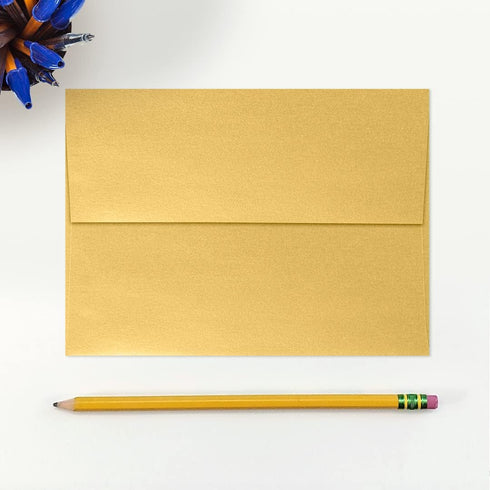 LUXPaper A7 Invitation Envelopes | Peel & Press | 5 1/4" x 7 1/4" | Gold Metallic | 80lb. Text | 50 Qty...