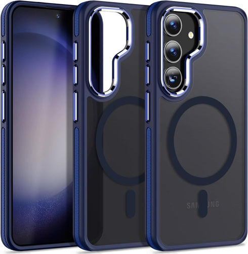 for Samsung Galaxy S23 FE Case compatible with Magsafe - Dual color design Shockproof Protection with Anti-Slip Strip, Magnetic Translucent Phone ...