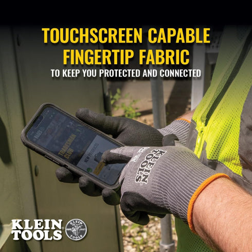 Klein Tools 60590 Work Gloves, Knit Dipped Cut Resistant ANSI A4 Nitrile Coated Gloves, HPPE Fabric, Touchscreen Capable, X-Large, 2-Pair...