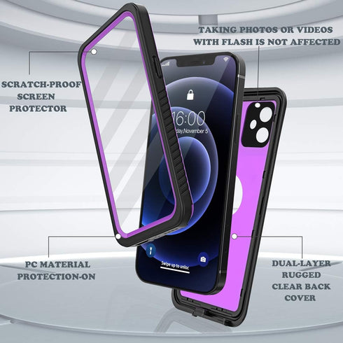 Diverbox for iPhone 12 Waterproof Case,Waterproof Shockproof Dustproof IP68 Full-Body Hard Case Built-in Screen Protector Underwater Outdoor Water...
