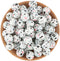 50Pcs Silicone Printed Beads 15mm, Leopard Cow Animal Print Beads, Flower Leaves Plaid Beads, Loose Round Silicone Spacer Beads, for Adults DIY Cr...
