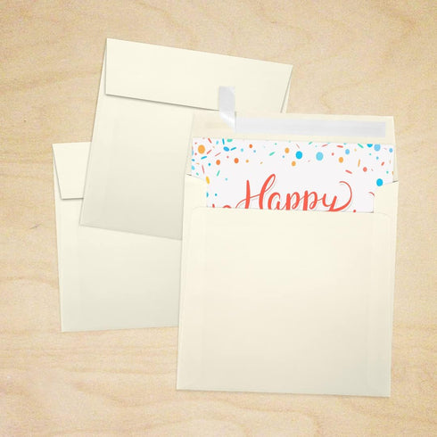 LUXPaper Square Invitation Envelopes | Peel & Press | 6" x 6" | Natural Linen | 80lb. Text | 50 Qty...