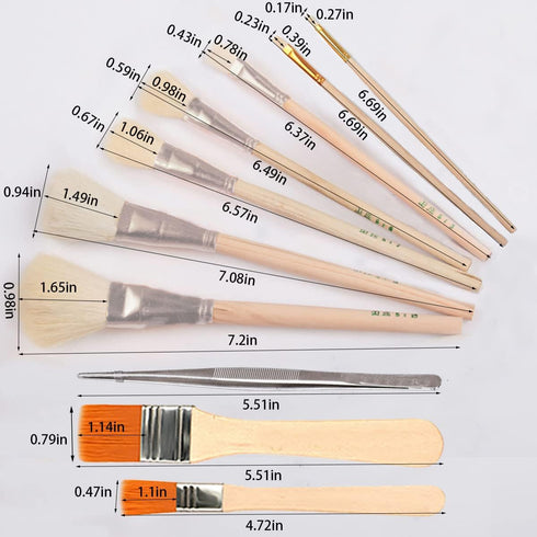 7 PCS Assorted Size Gilding Brush Set, Gold Leaf Goat Hair Painting Brush Metallic Foil Flakes Paint Brush + 2 PCS Nylon Brush + Tweezers for Gold...
