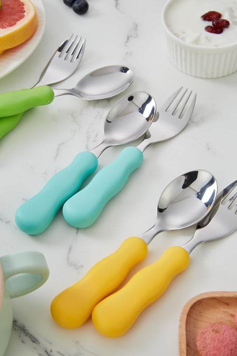 ANNOVA Kids Silverware 6 Pieces Set Children's Flatware - Stainless Steel Cutlery - 3 x Safe Forks, 3 x Dinner Spoons - Toddler Utensils Without K...