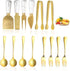 Funland 14 PCs Gold Cheese Knife Set, Marble Cheese Spreaders Knife Butter Slicer with Mini Serving Tongs Spoons and Fruit Forks for Charcuterie B...