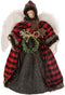Glitzhome Handmade Plaid Angel Figurine Christmas Treetop Ornament Decoration 12" H - Red & Black...