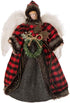 Glitzhome Handmade Plaid Angel Figurine Christmas Treetop Ornament Decoration 12" H - Red & Black...