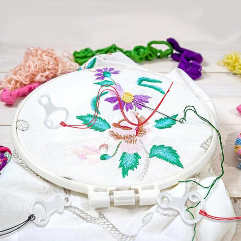 CRASPIRE 40Pcs 2 Size Acrylic Floss Bobbins Clear Embroidery Thread Transparent Drops Key Shape Cross Stitch Chips Sewing Board Organizers with Bo...