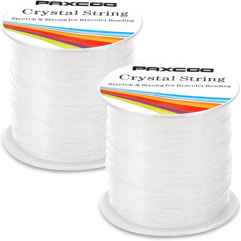 Bracelet String, Paxcoo 2 Rolls Elastic Stretchy Bead String Cord for Clay Beads Kandi Pony Beads Bracelets Jewelry Making (0.8 MM, Crystal)...