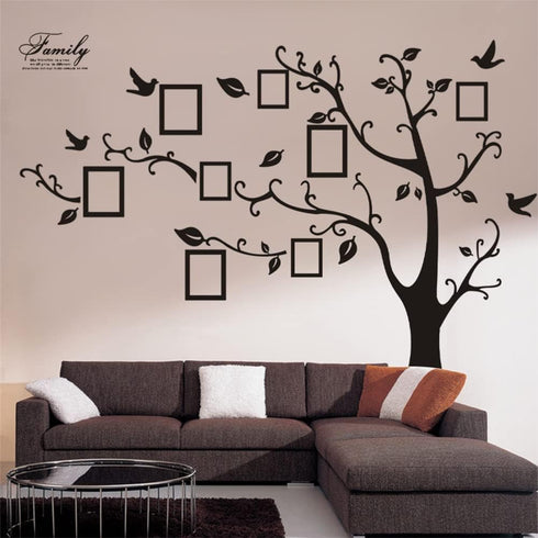 Large Family Tree Wall Deccor for Living Room, DIY Black Photo Frame Wall Decor Sticker Decal Art Décor for Living Room Home Decor(Black Tree)...